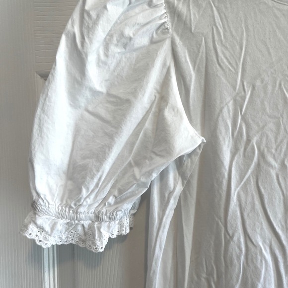 RAILS White Cotton Puff Sleeve T-Shirt Eyelet Trim Laurel Top Size Small - Picture 3 of 9